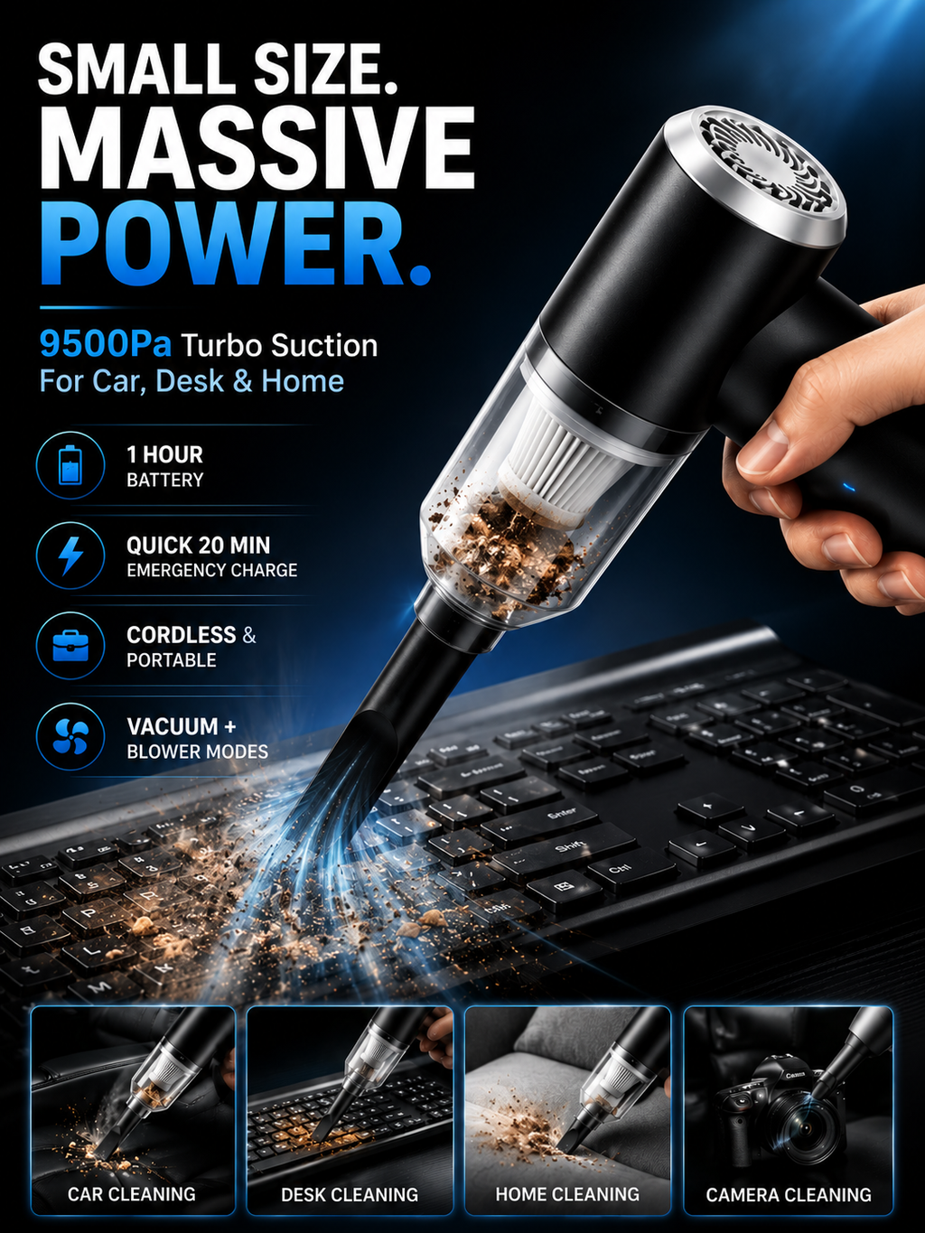 3-in-1 Portable Car Vacuum Cleaner with Blower by BuyLieve